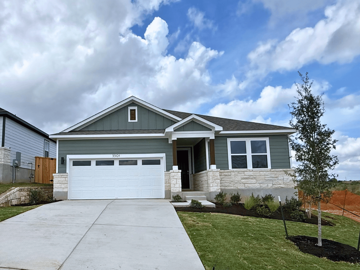 A house with a garage.