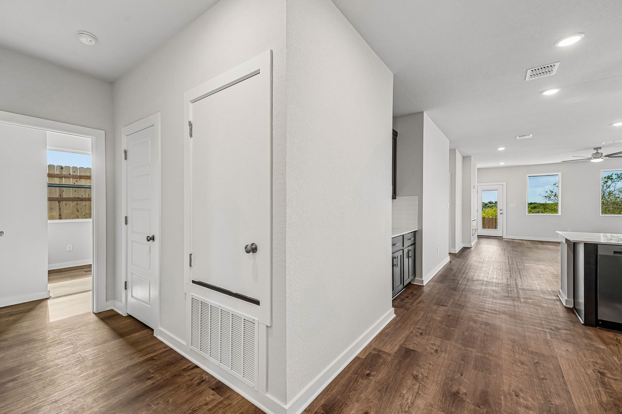 A room with white doors.