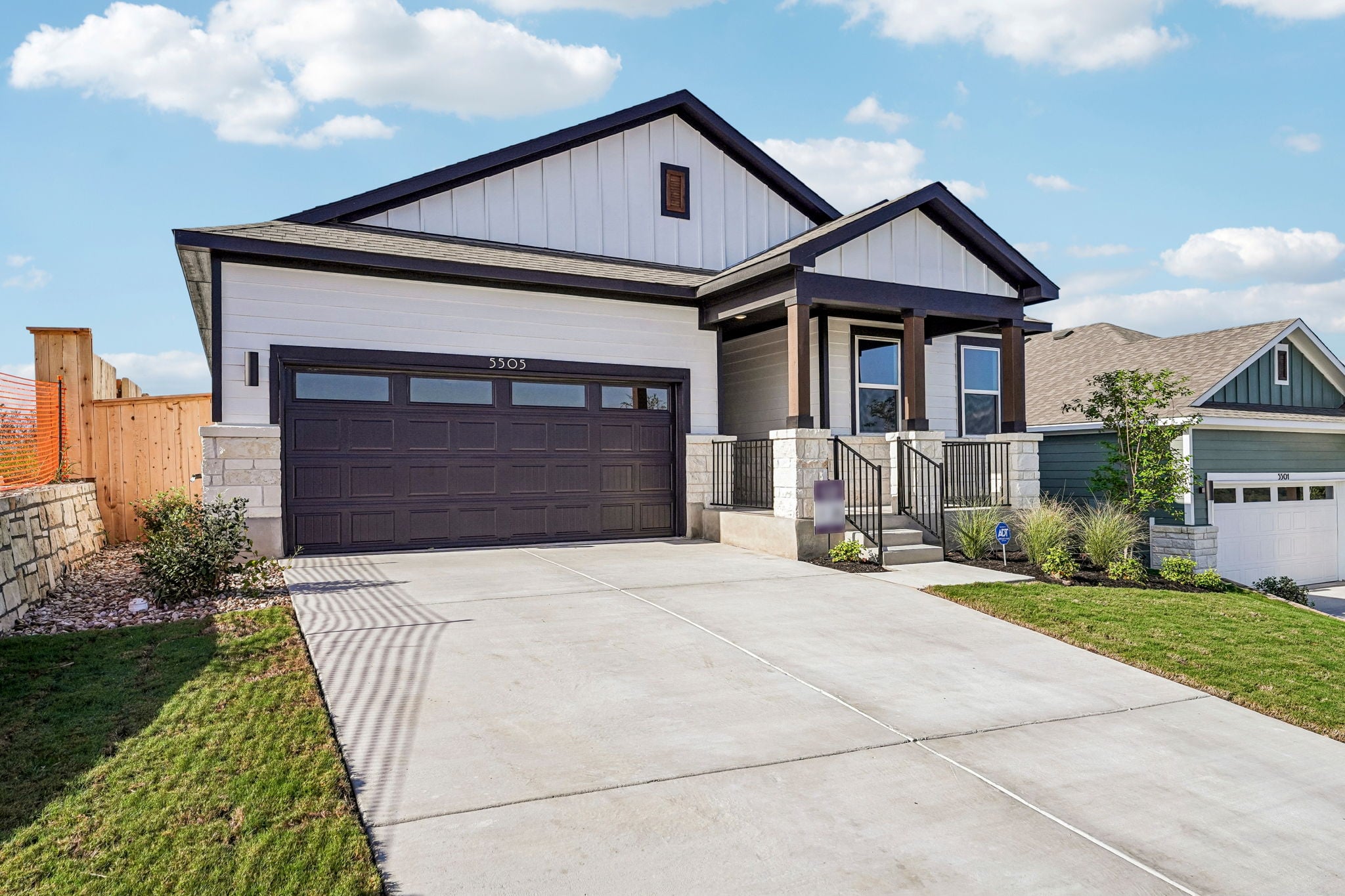 A house with a garage.