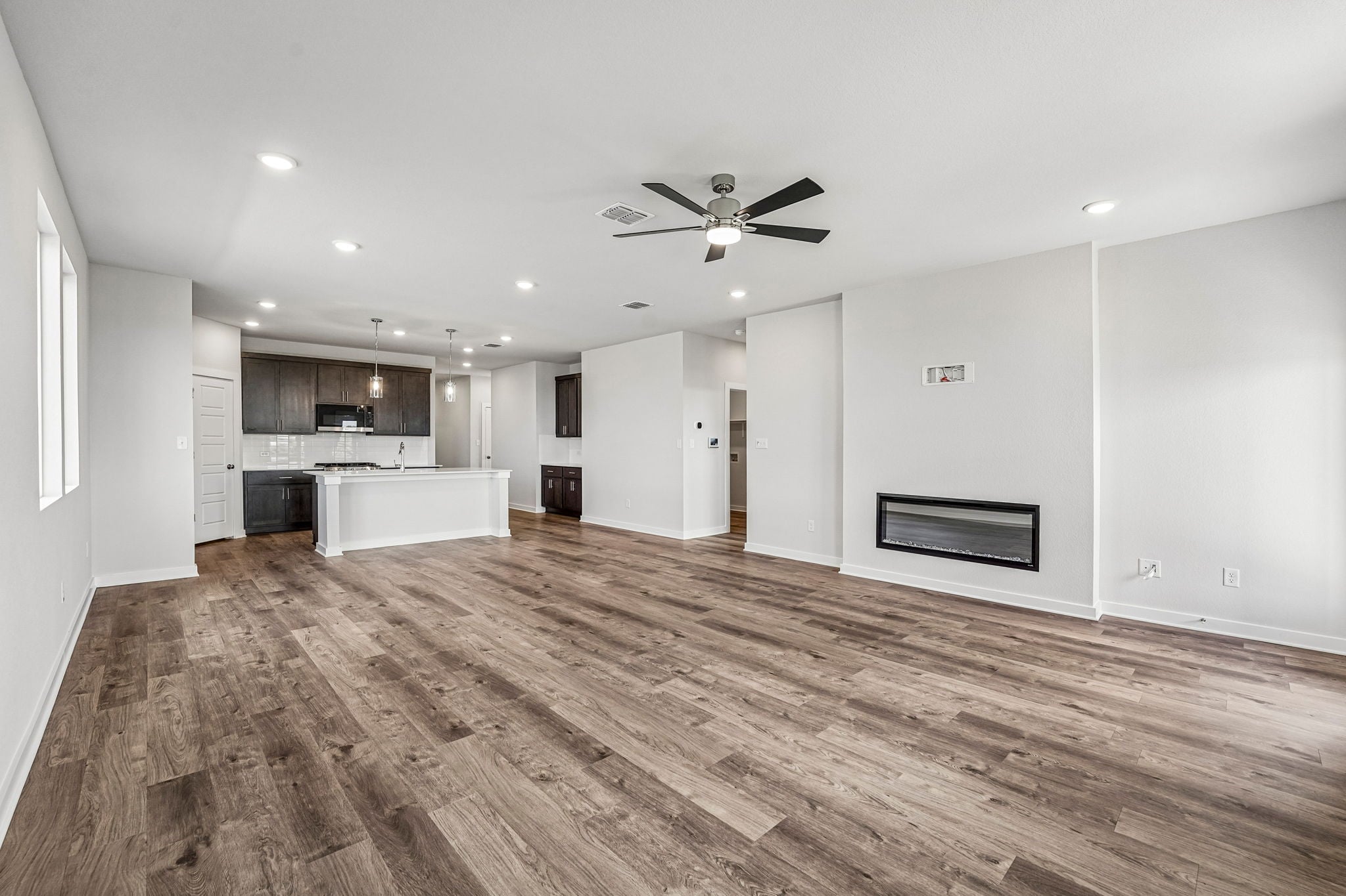 A large empty living room.