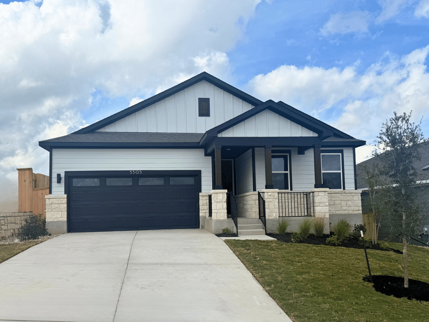 A house with a garage.
