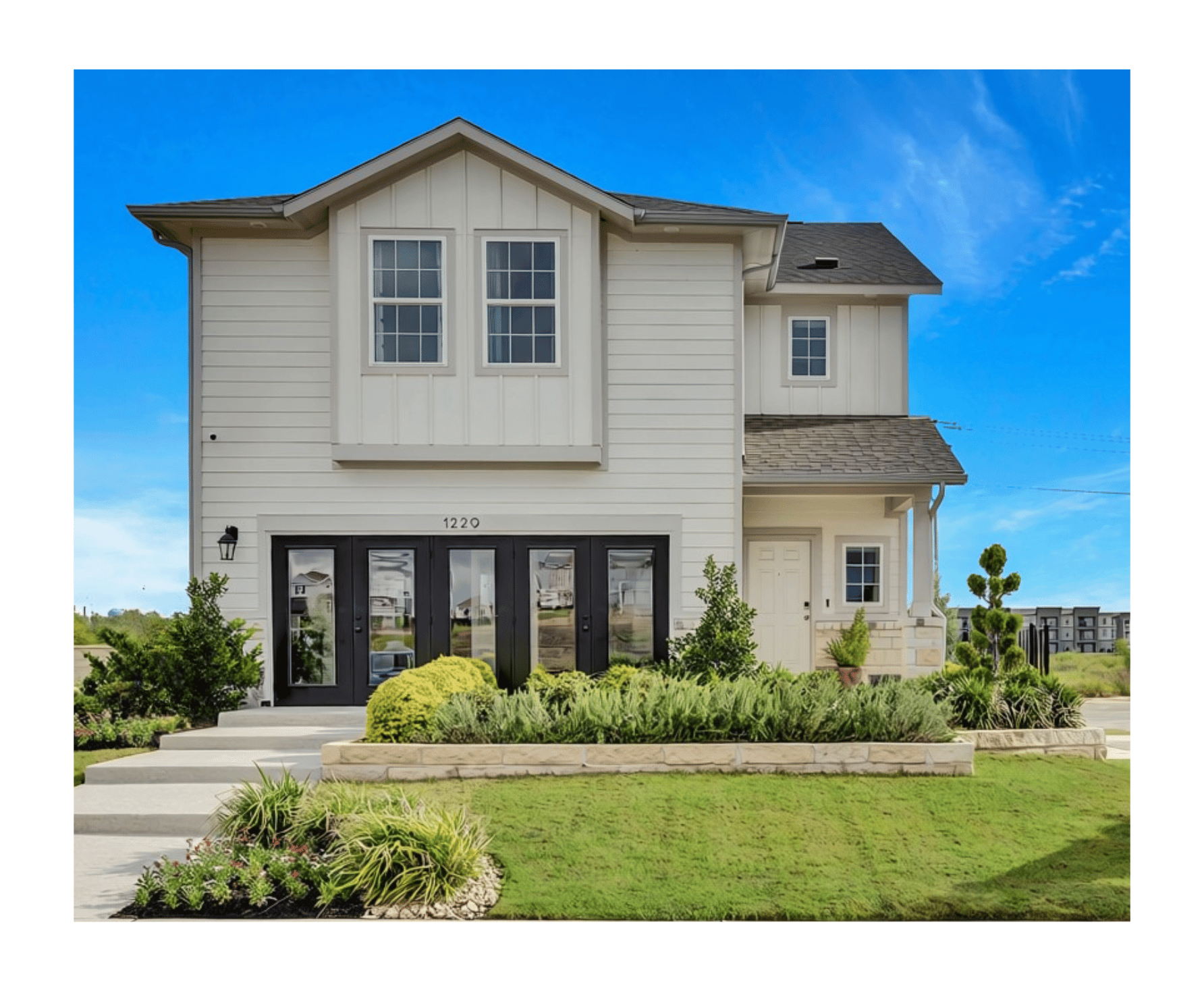 A house with a driveway.