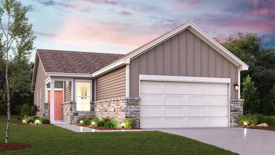 A house with a garage.