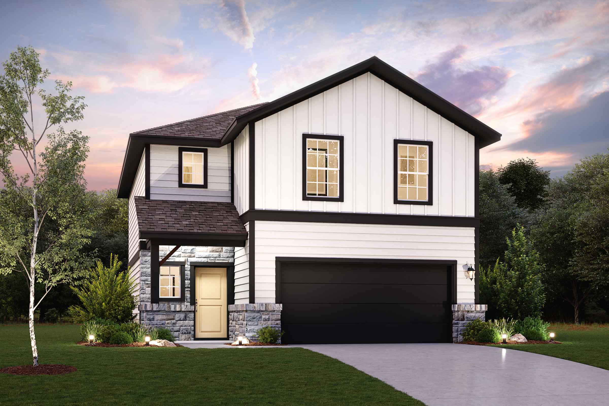 A house with a garage.