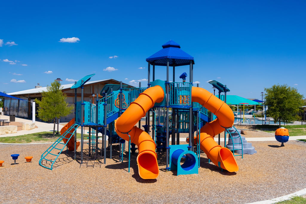 A playground with a slide.