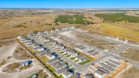 A high angle view of a town.