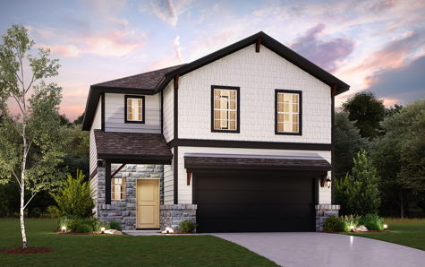 Kendall plan elevation E at Sonterra in Jarrell TX by Century Communities