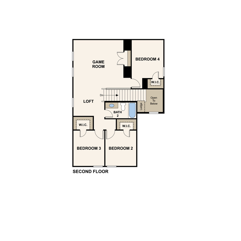 Madison second floor layout in Eastwood at Sonterra in Jarrell, TX by Century Communities