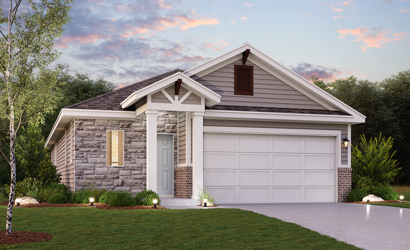 Mason plan elevation A at Sonterra in Jarrell TX by Century Communities