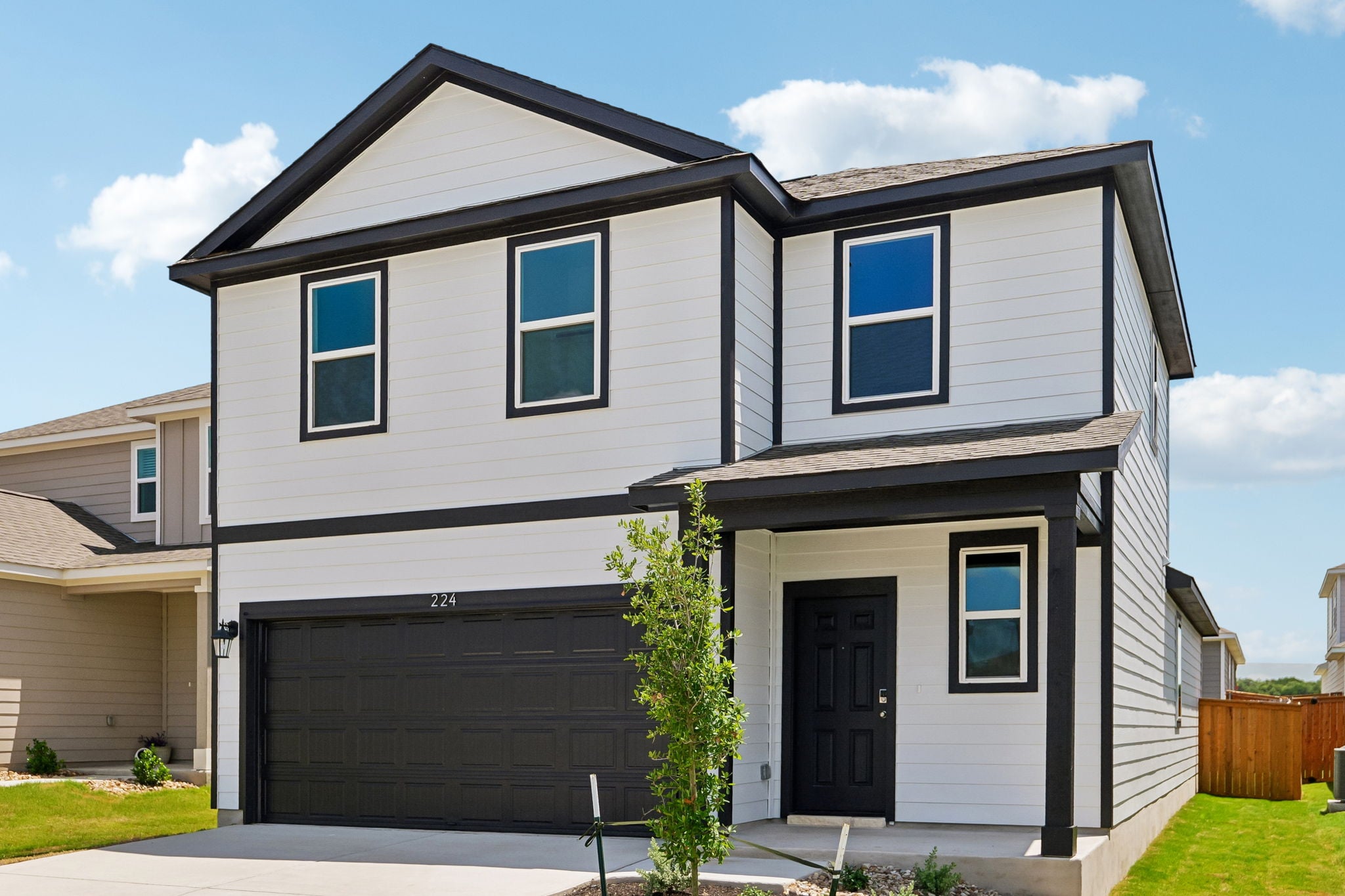 A house with a garage.