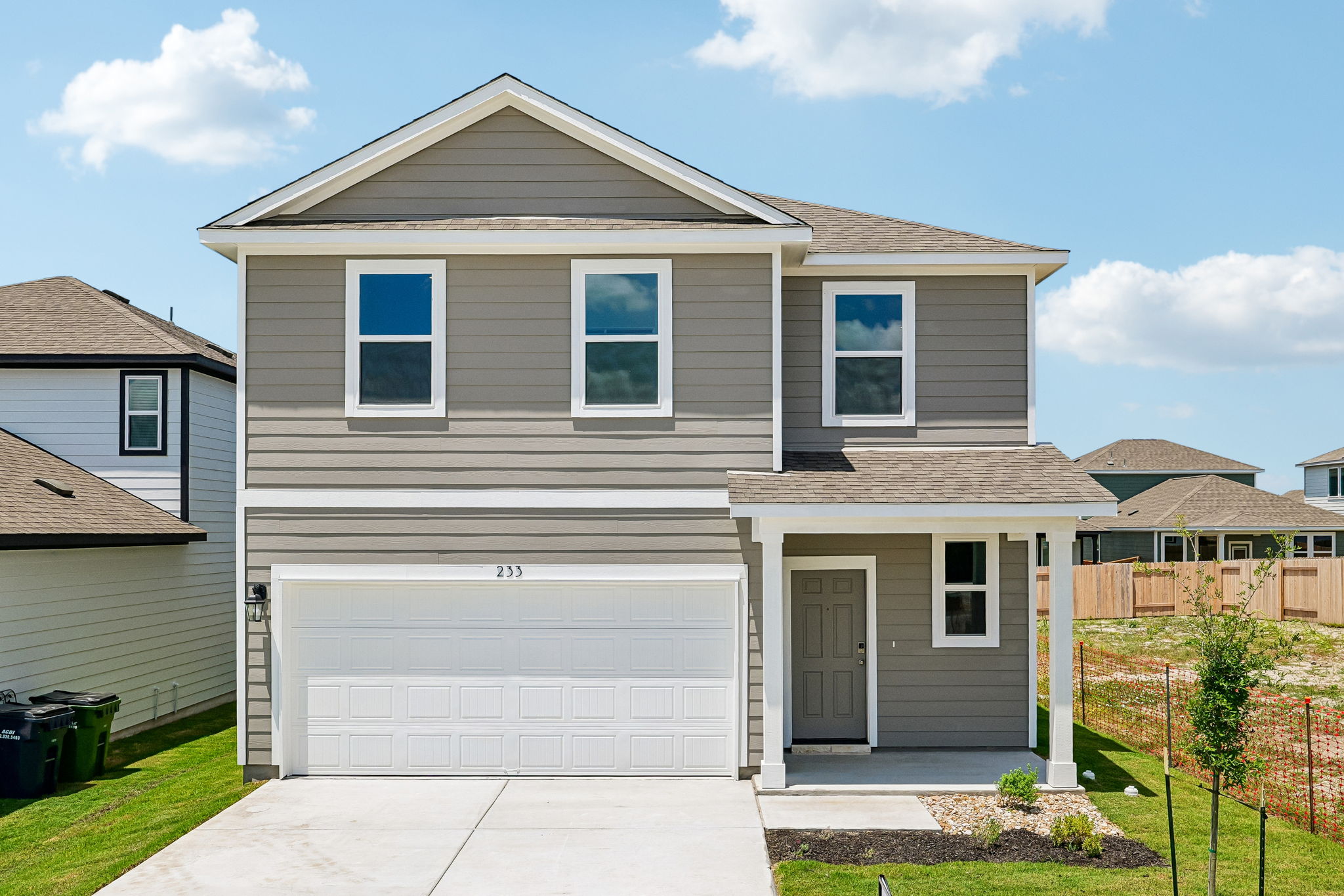 A house with a garage.