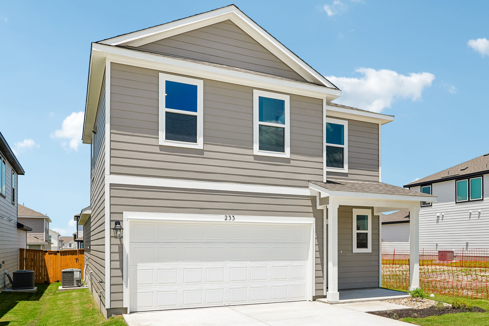 A garage in a neighborhood.