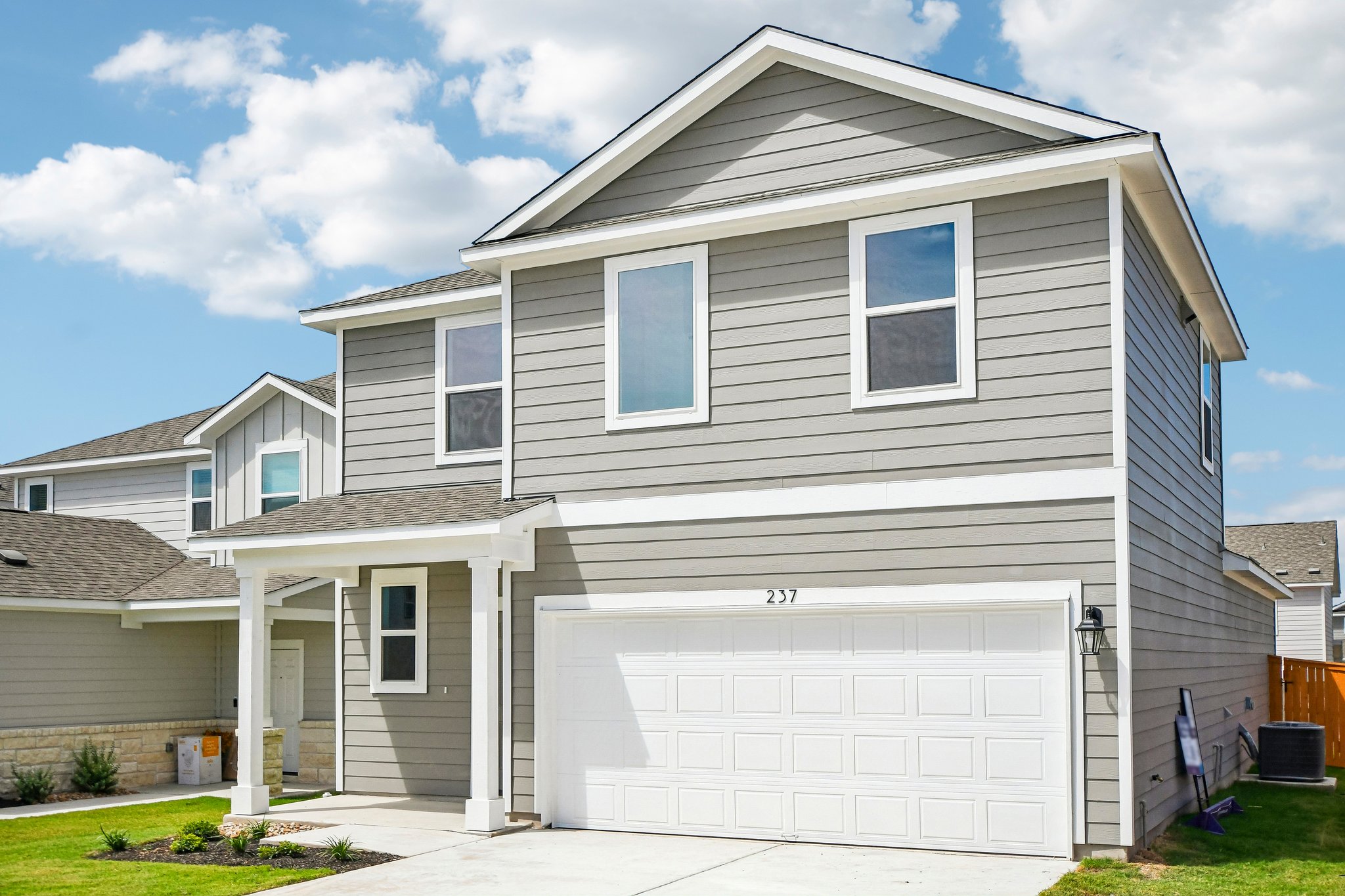 A house with a garage.