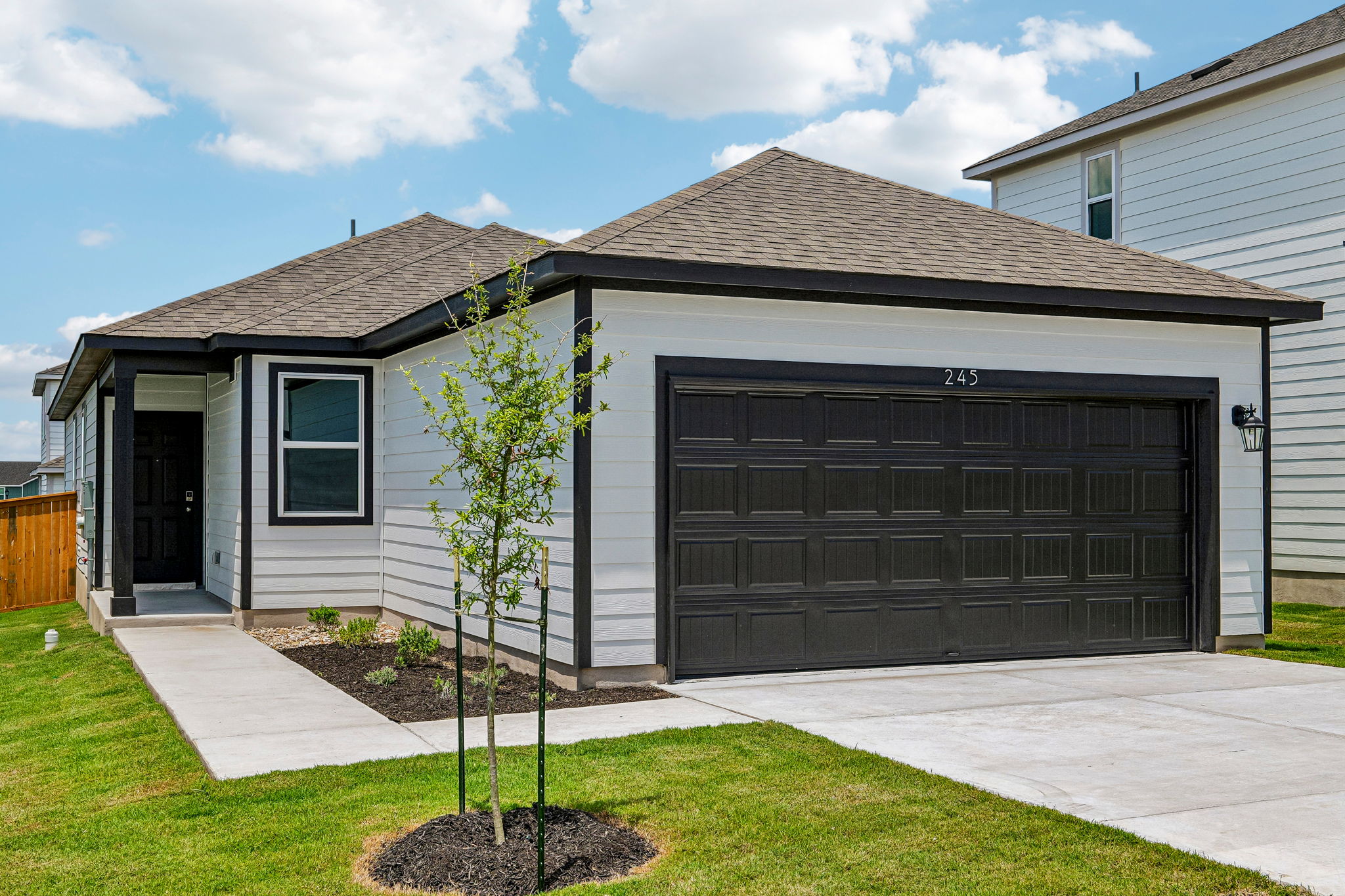 A house with a garage.