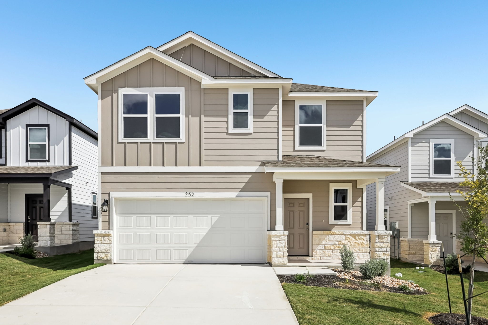 A house with a garage.