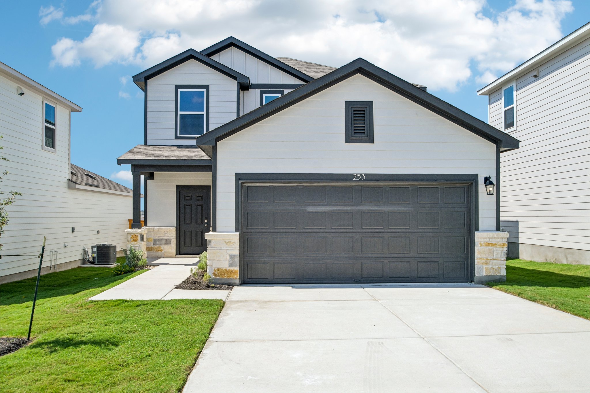 A house with a garage.