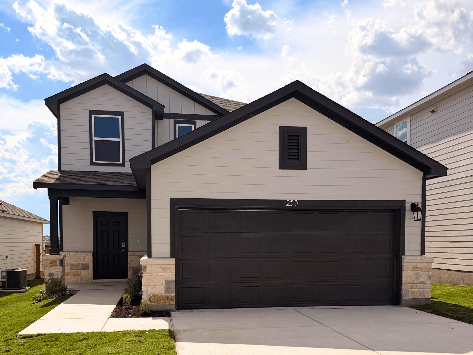 A house with a garage.