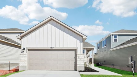 A garage in a neighborhood.