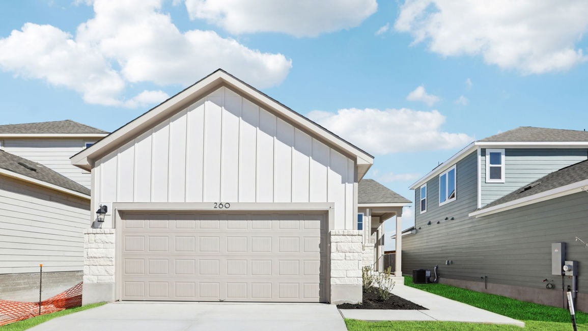 A garage in a neighborhood.