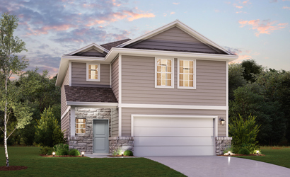 Kendall plan elevation A at Sonterra in Jarrell TX by Century Communities