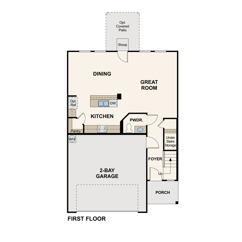 Kendall first floor layout in Eastwood at Sonterra in Jarrell, TX by Century Communities