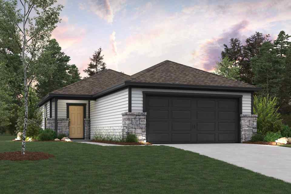 A house with a garage.