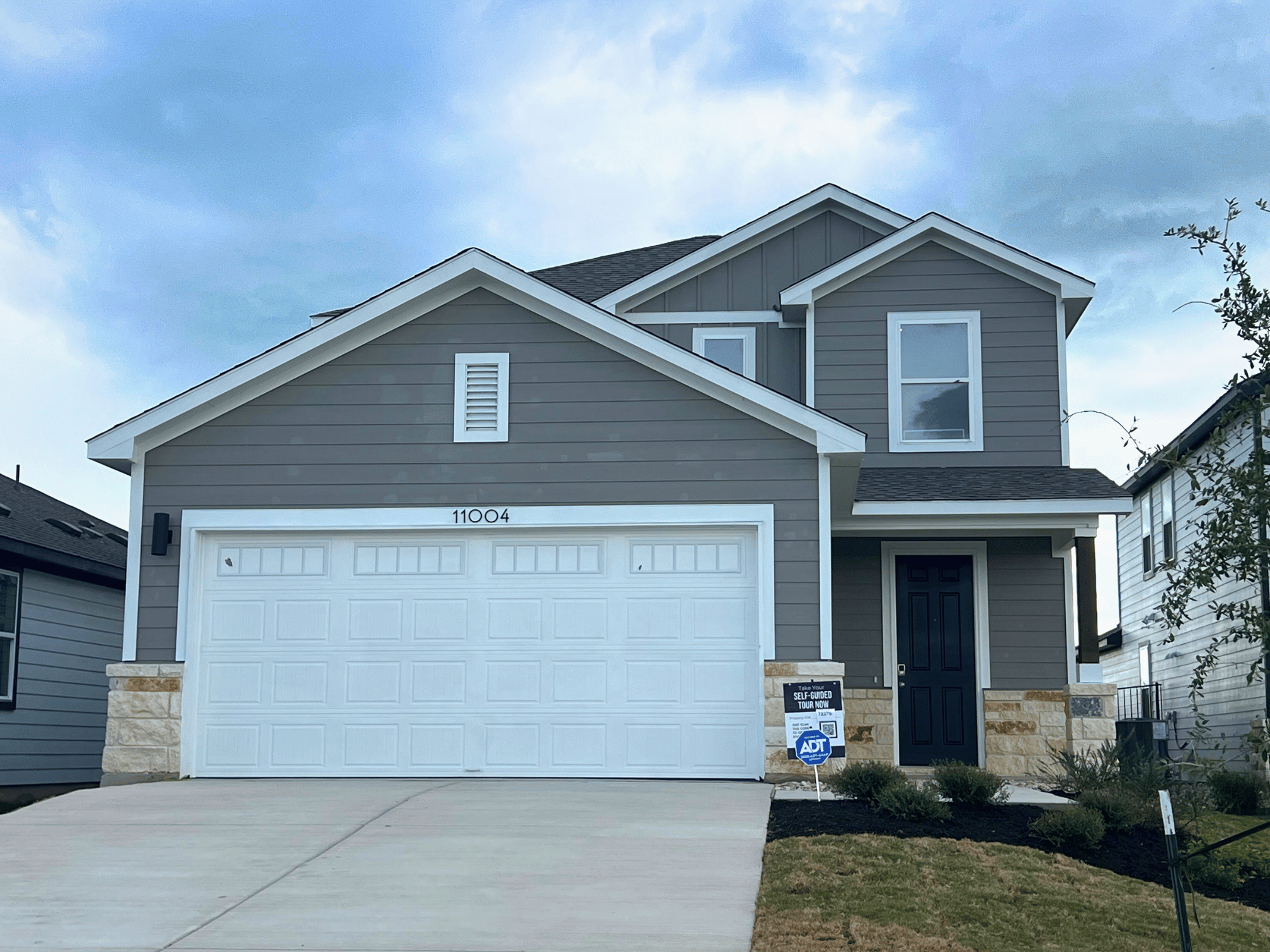 A house with a garage.