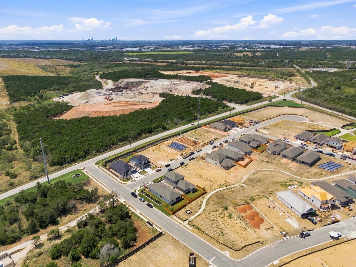 An aerial view of a large area.