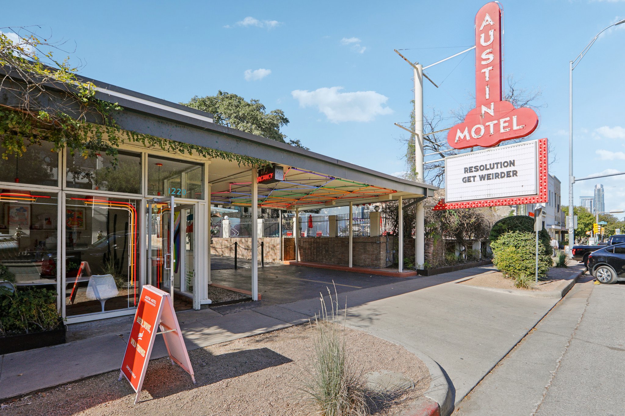 A building with a sign on the front.