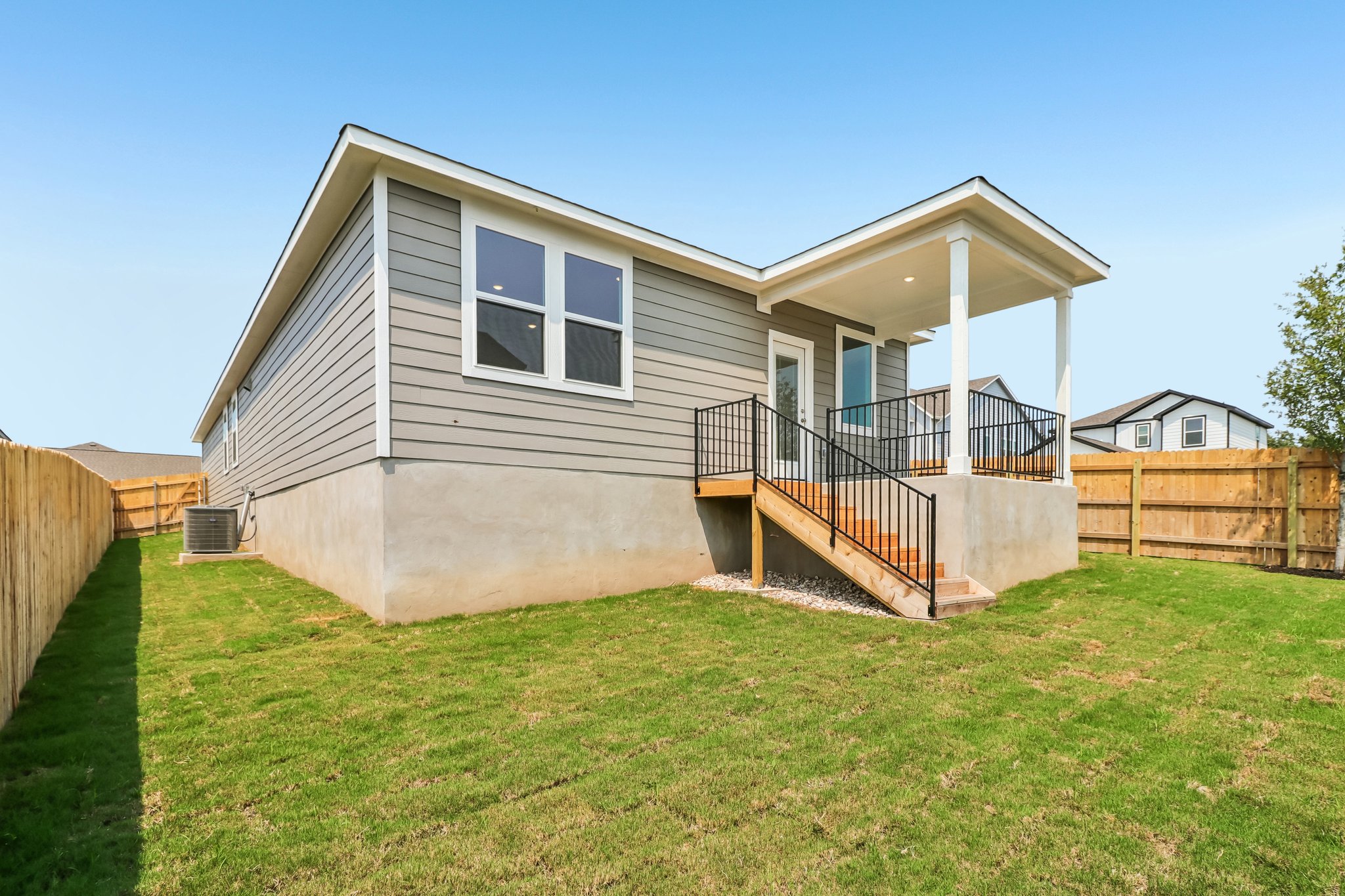 A house with a deck.