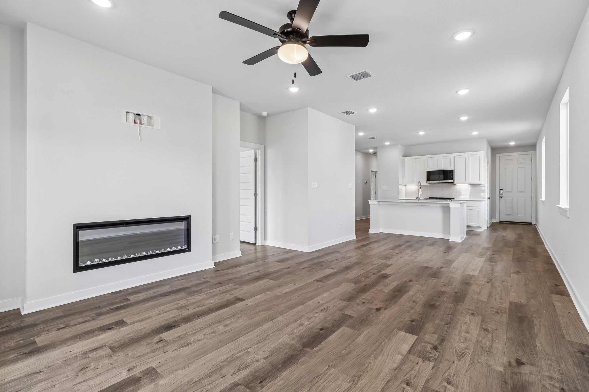 A large empty living room.