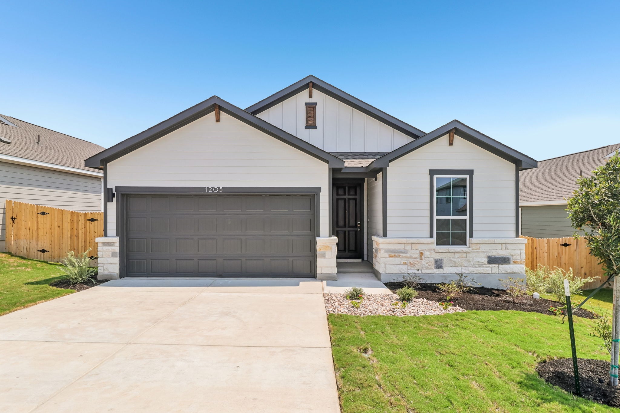 A house with a garage.