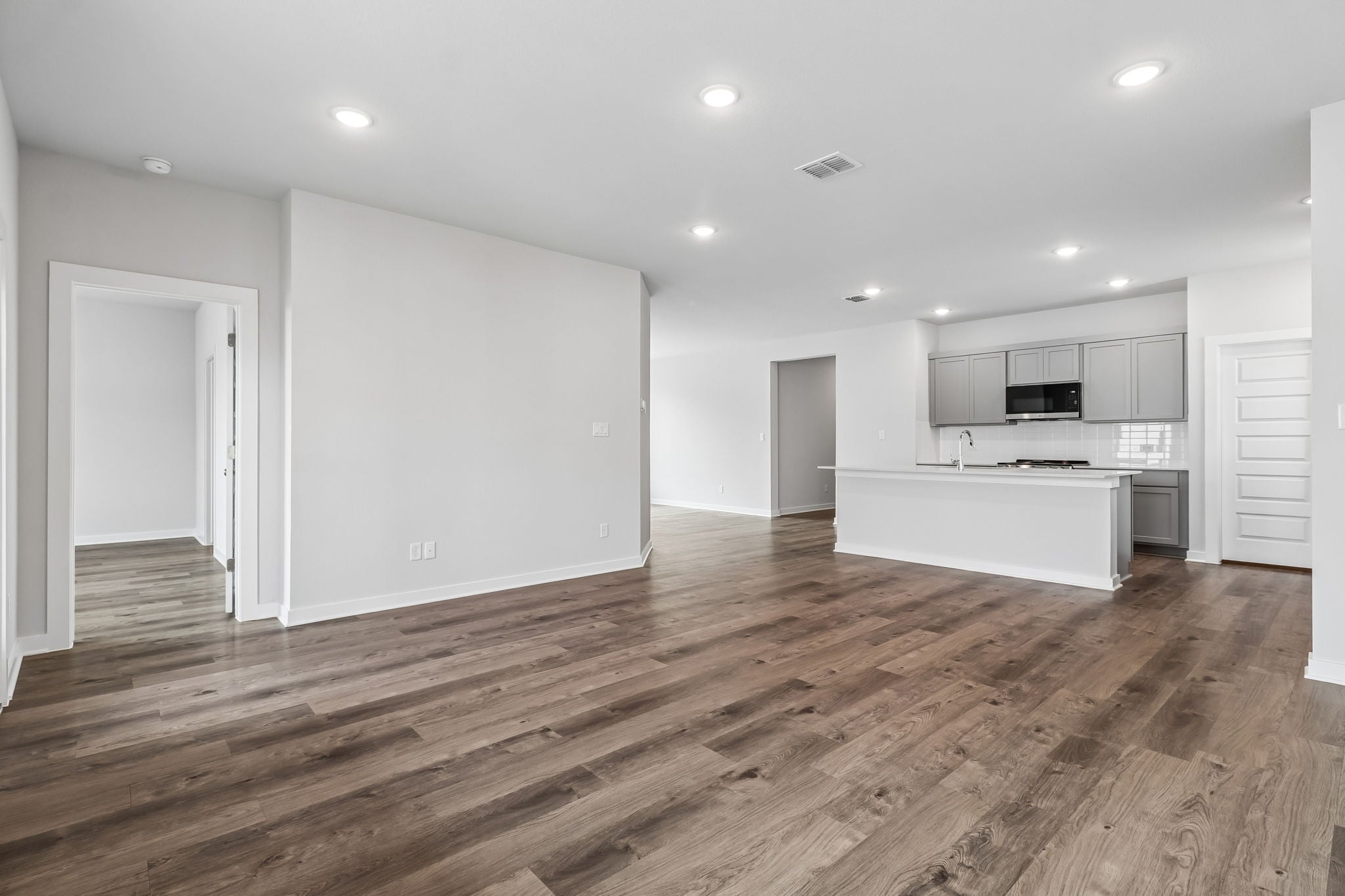 A large empty living room.