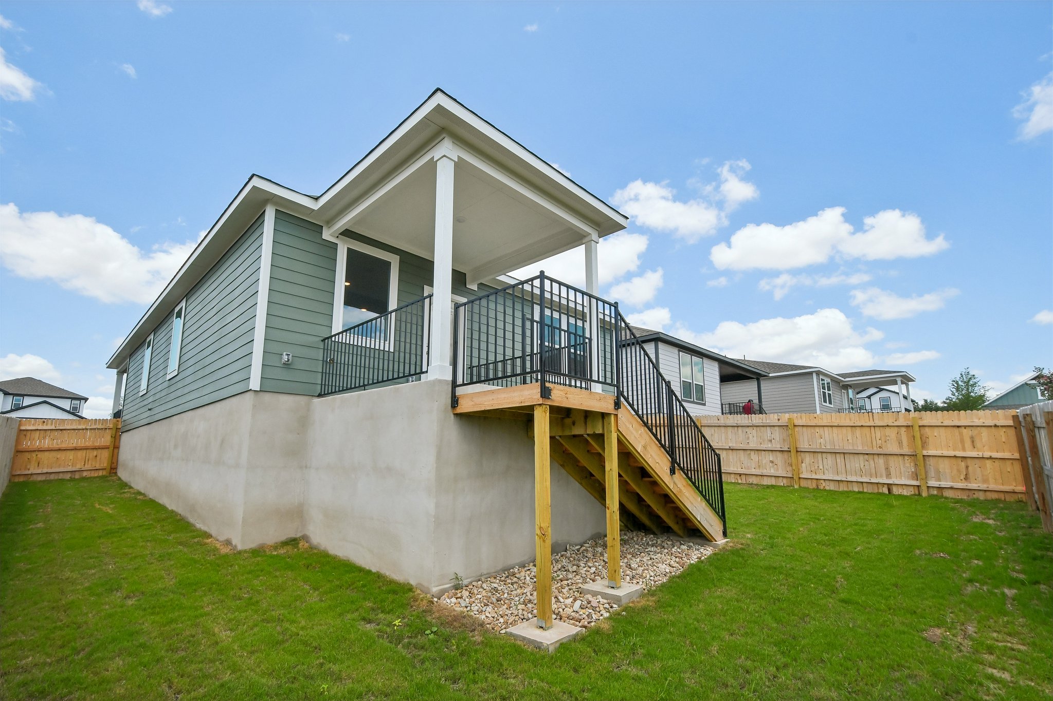 A house with a deck.