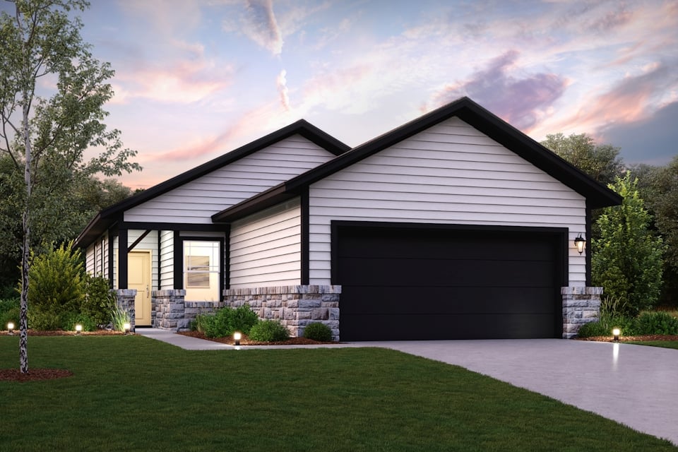 A house with a garage.