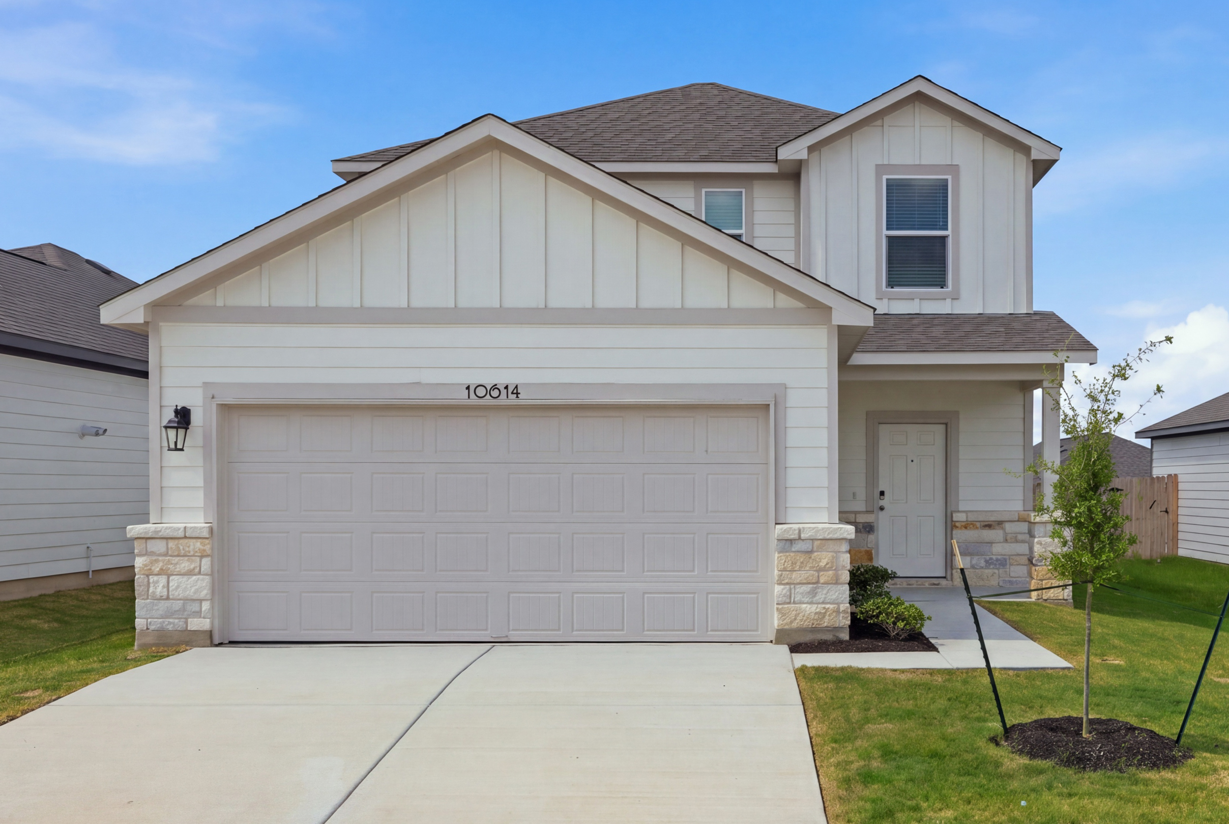 A house with a garage.