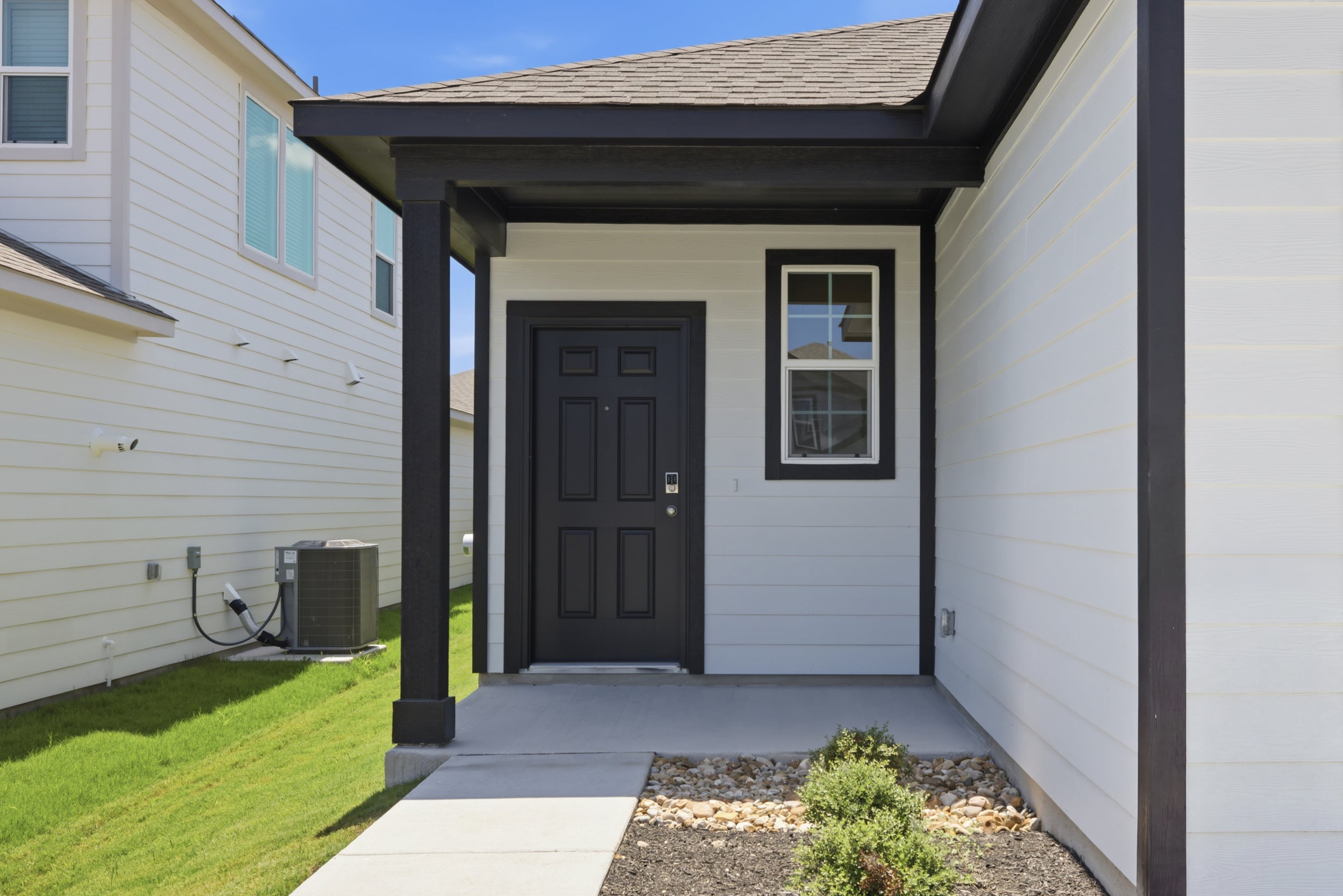 A house with a garage.