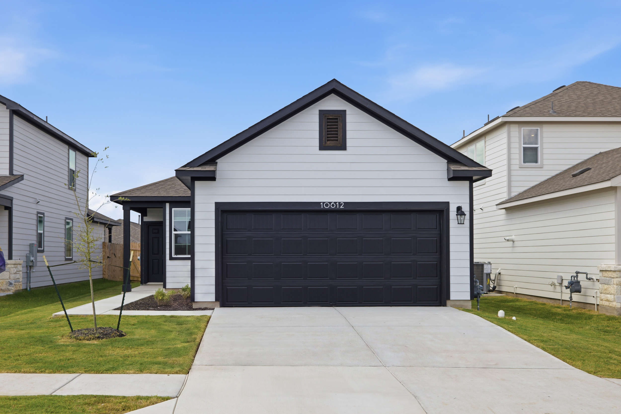 A house with a garage.