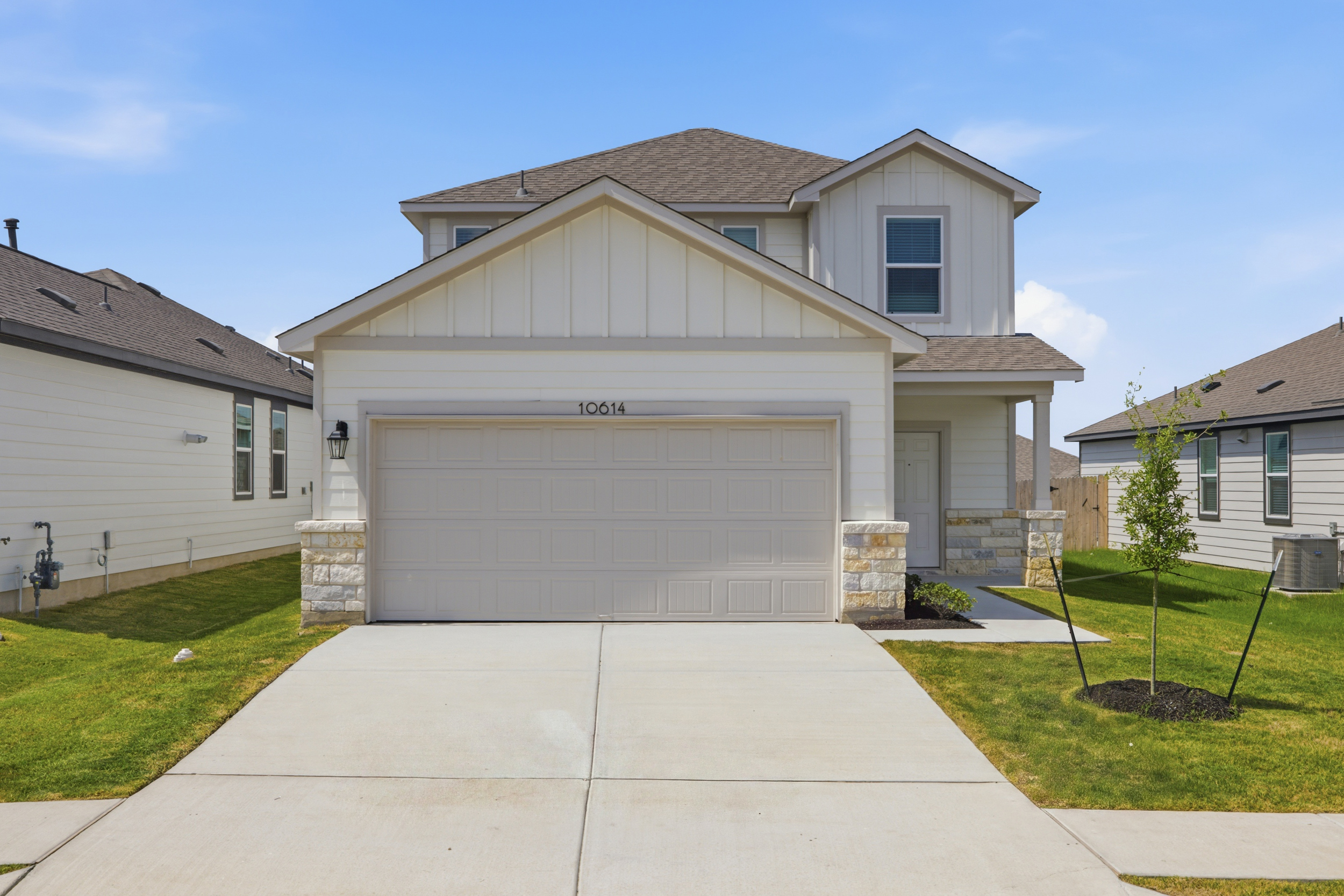 A house with a garage.