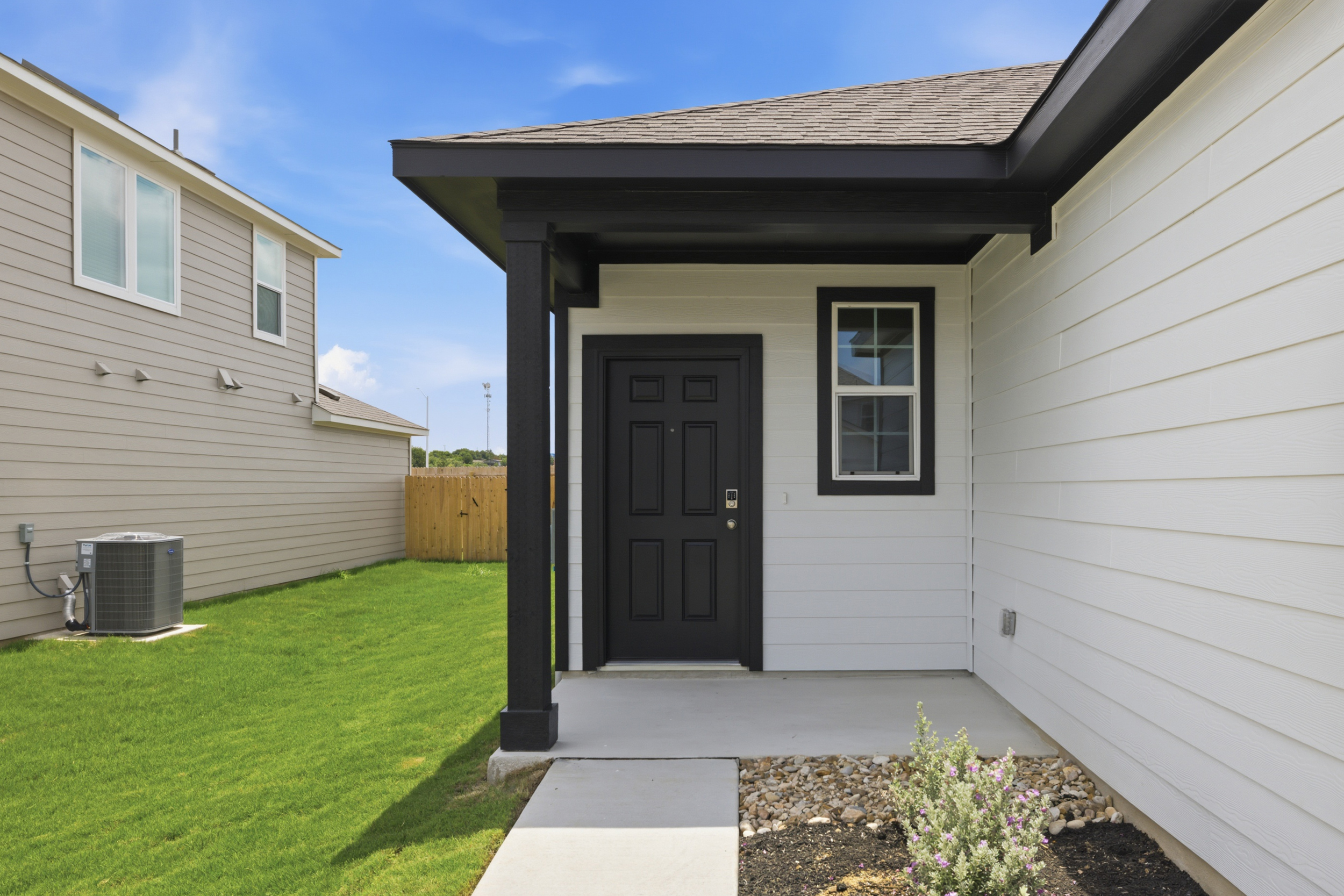 A house with a garage.