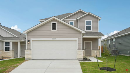 A house with a garage.