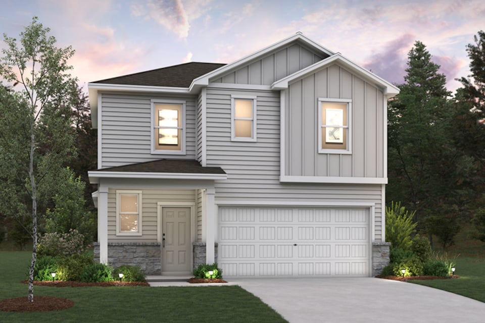 A house with a garage.
