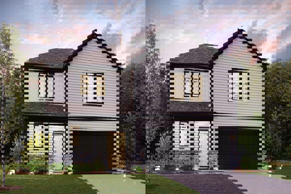 A house with a garage.