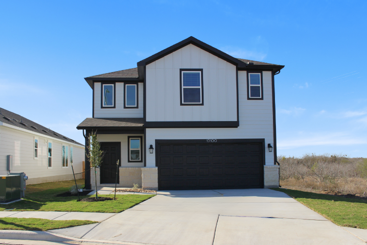 A house with a garage.