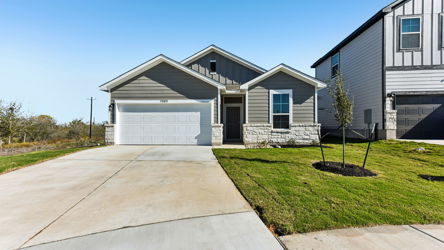 A house with a garage.