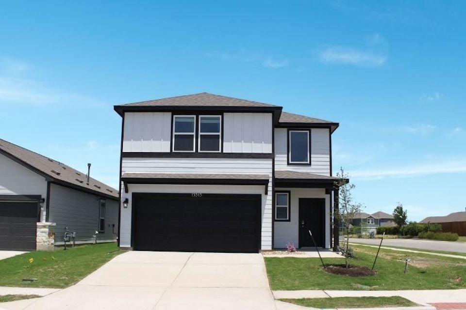 A house with a garage.