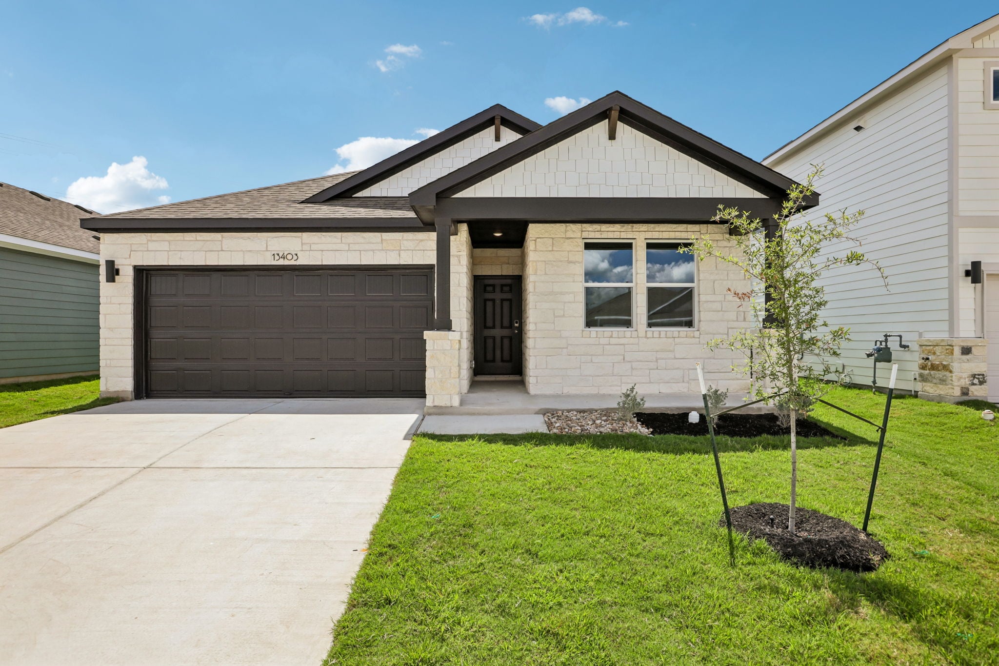 A house with a garage.