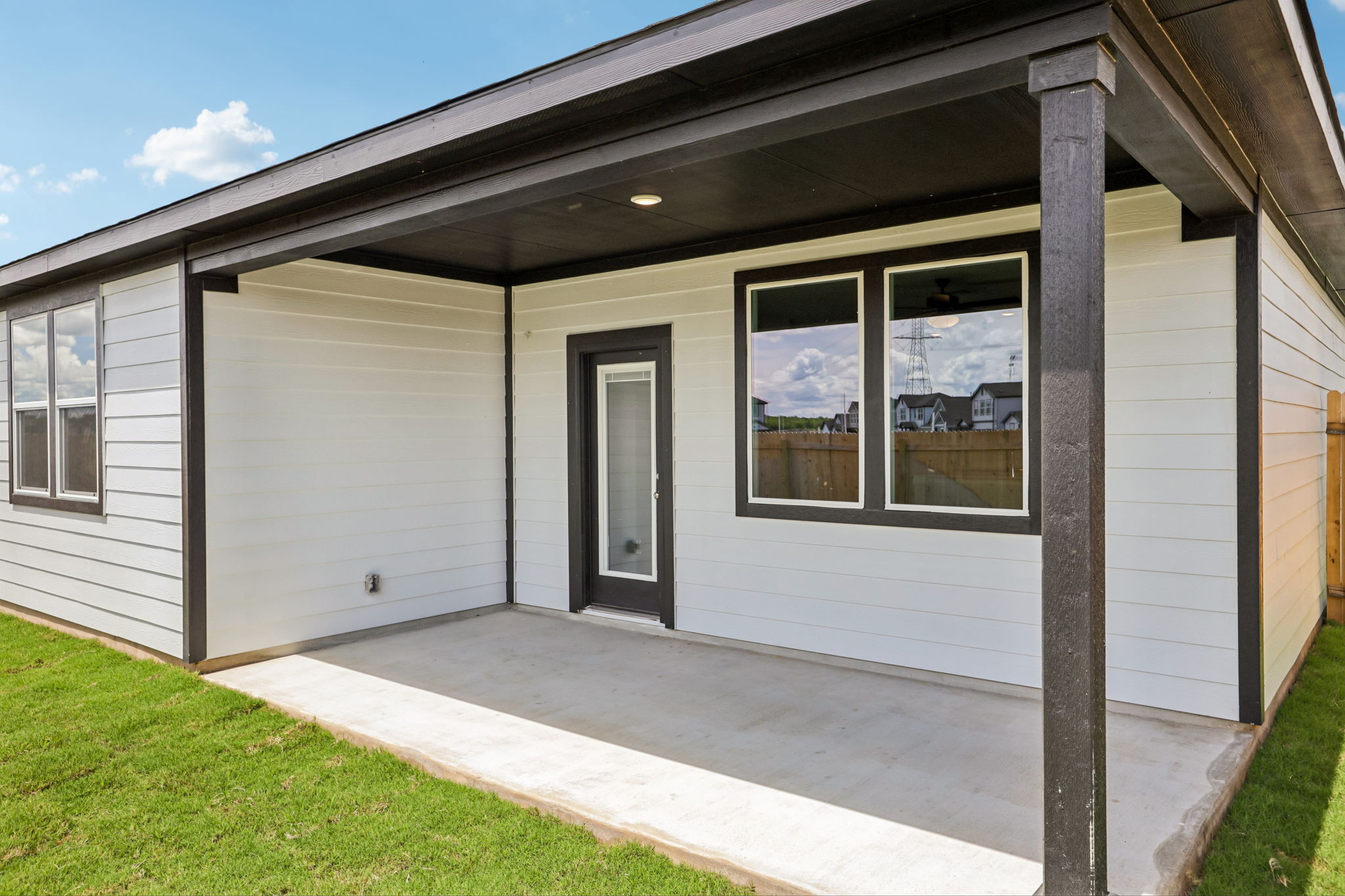 A house with a garage.