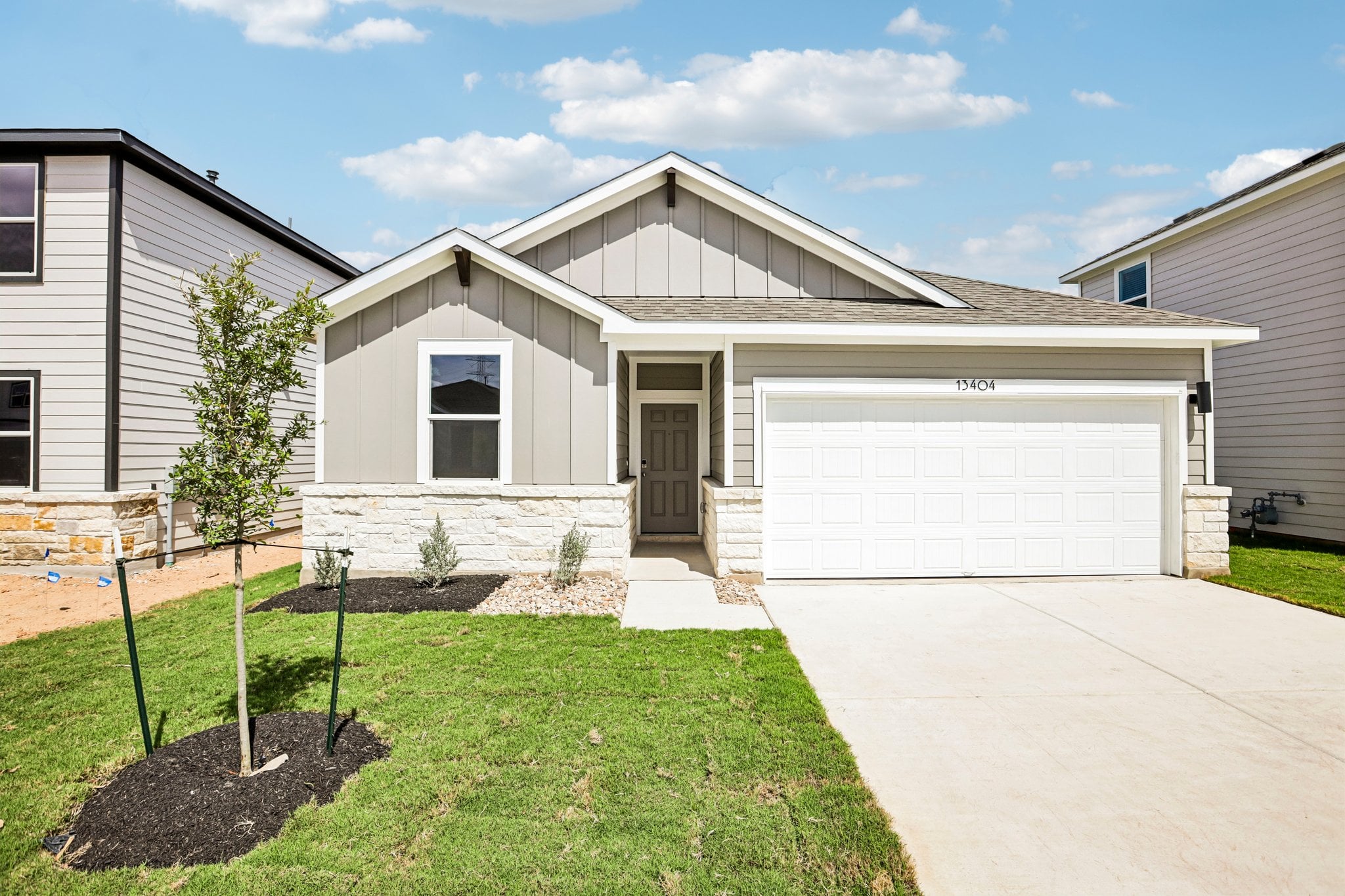 A house with a garage.