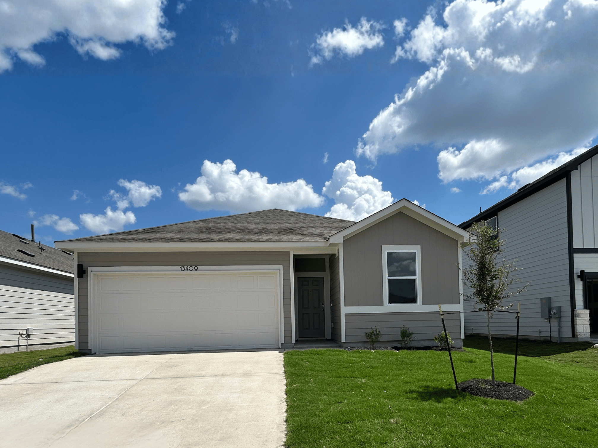 A house with a garage.
